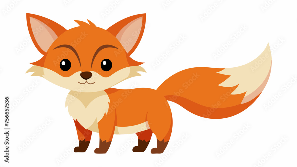 Obraz premium cute fox cartoon on white background