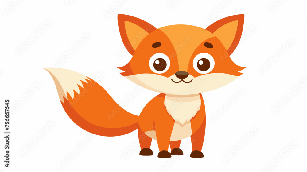Fototapeta premium cute fox cartoon on white background