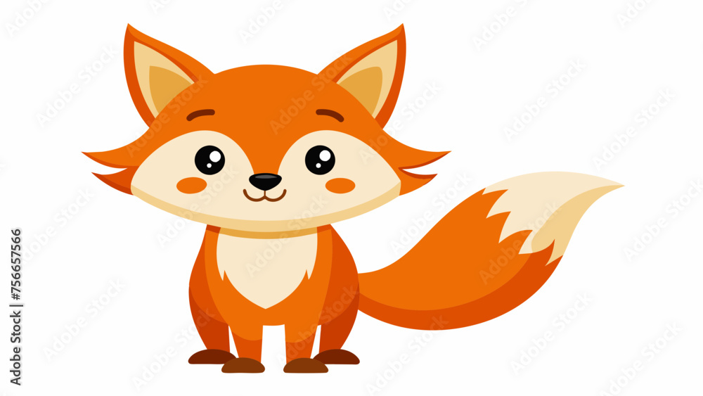 Obraz premium cute fox cartoon on white background