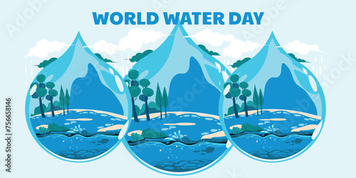 world water day, water day, water is life , world water day vector illustration design concept.