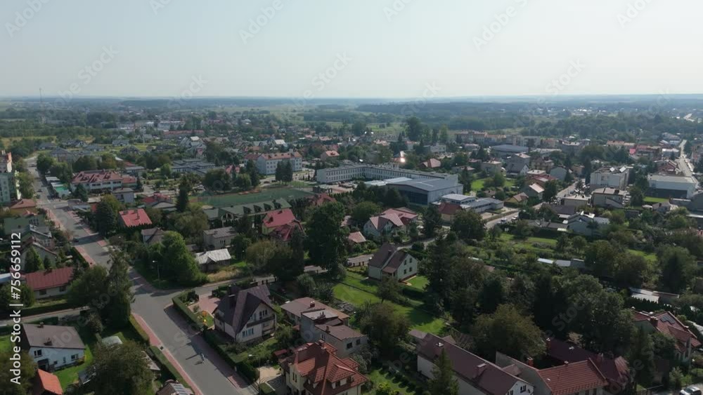 Beautiful Panorama Primary School Lubaczow Aerial View Poland Beautiful Panorama Primary School Lubaczow Aerial View Poland