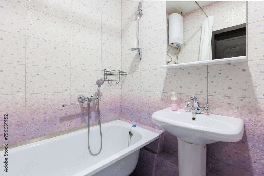 Fototapeta premium modern bathroom room with toilet and washing machine
