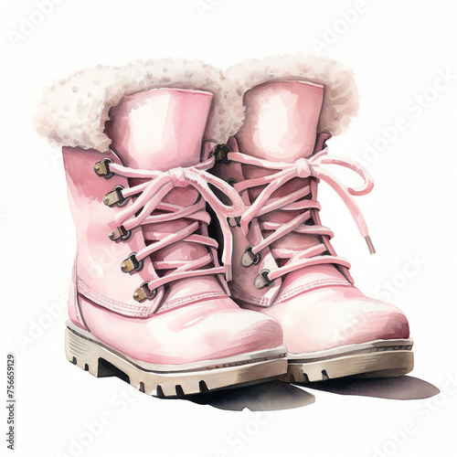 cute boots for a baby clipart , watercolor сreated with Generative Ai