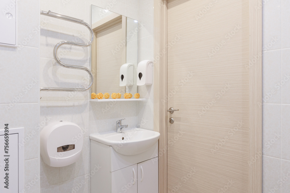 Obraz premium modern bathroom room with toilet and washing machine