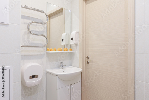 modern bathroom room with toilet and washing machine