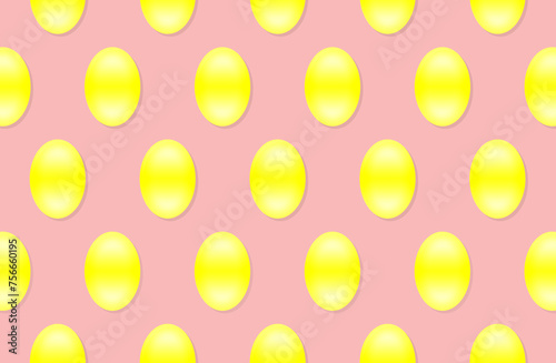 Yellow eggs on pink background. Simplistic Easter illustration pattern.
