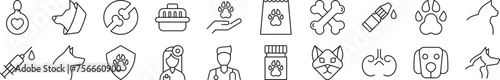 Collection of outline symbol of veterinary. Editable stroke. Simple linear illustration for stores, shops, banners, design