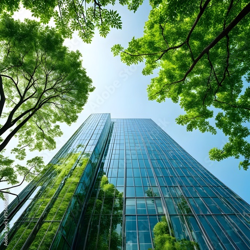 modern glass building with greenery
