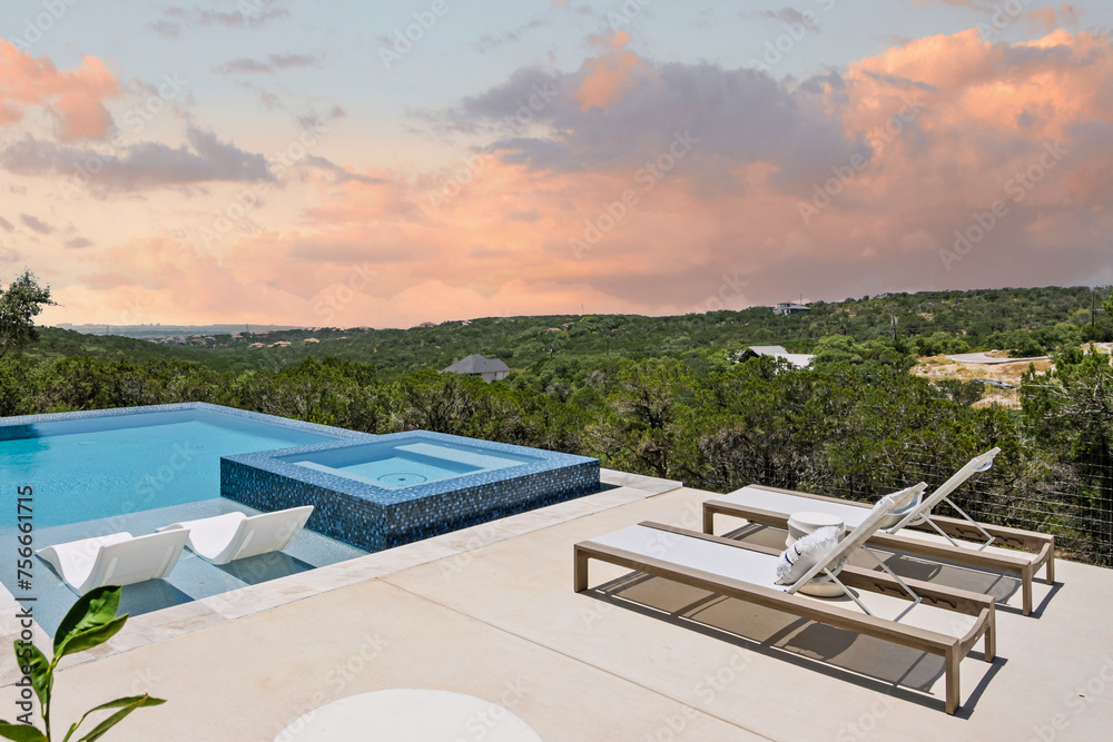 Fototapeta premium a house at sunset