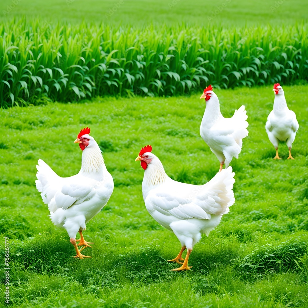 Fototapeta premium chicken in garden 