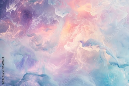 Ethereal Pastel Clouds Soft Abstract Formations in Calming Blue, Pink, and Purple Hues for Peaceful Environments photo