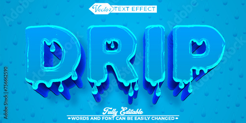 Blue Drip Vector Editable Text Effect Template