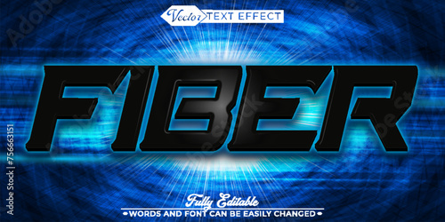 Tech Blue Fiber Vector Editable Text Effect Template
