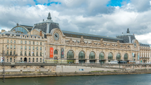 The musee d'Orsay is a museum in Paris timelapse, on the left bank of the Seine. Paris, France