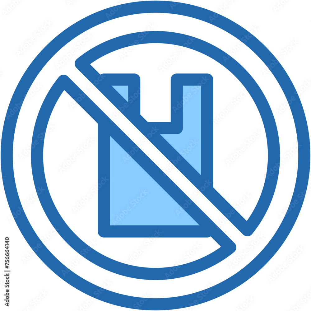 No Plastic Bags, Single Use, No Plastic, Ecology and Environment, Signaling, Forbidden Icon No Plastic Bags, Single Use, No Plastic, Ecology and Environment, Signaling, Forbidden Icon