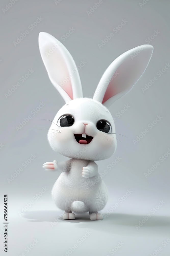Obraz premium Small White Rabbit With Big Black Eyes