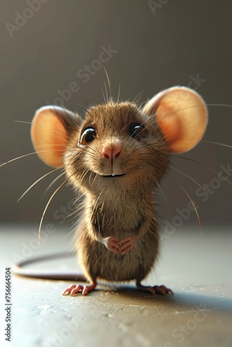 Cute Mouse With Big Ears on Table