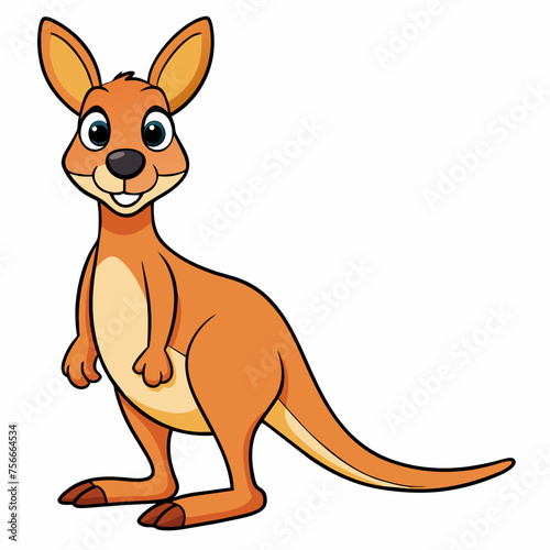 Vector of cartoon kangaroo illustration on white
