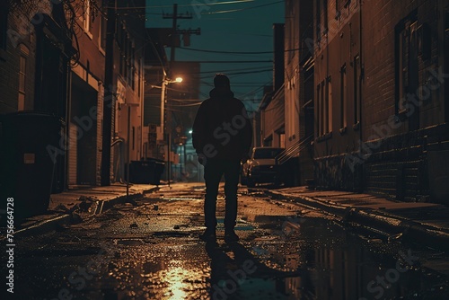 Person Standing in Dark Alleyway © Jorge Ferreiro