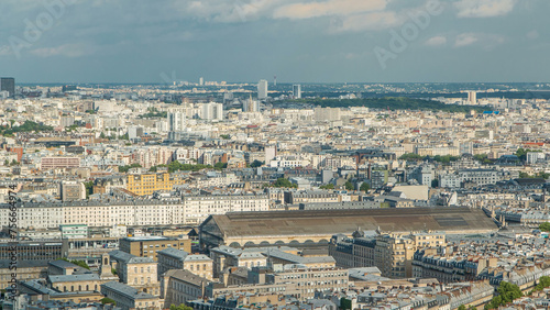 Panorama of Paris aerial timelapse, France. Top view from Montmartre viewpoint. © neiezhmakov