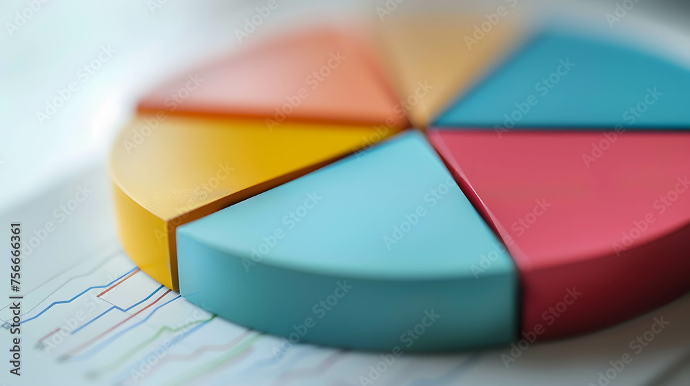 Obraz premium Pie charts representing diversified stock portfolios, diversification of investment or asset allocation on stock and fund and bond make investments more efficient