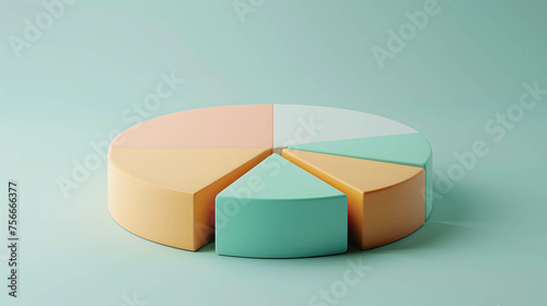 Pie charts representing diversified stock portfolios, diversification of investment or asset allocation on stock and fund and bond make investments more efficient