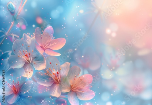 Spring s Delicate Dance  Pastel Blossoms Adorning Branches for Serene Nature Backgrounds