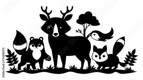 Fototapeta Naklejka Na Ścianę i Meble -  woodland animals vector illustration