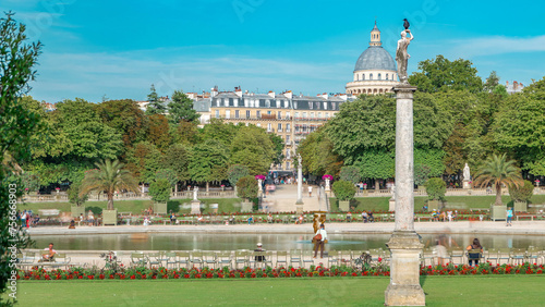 The beautiful view of the Luxembourg Gardens timelapse in Paris, France