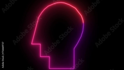 Wallpaper Mural Glowing neon line Head silhouette icon isolated on black background. human head line icon animation. Glowing neon line head icon. 4K Video motion graphic animation Torontodigital.ca