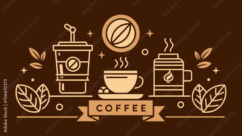 set of coffee shop logo line art vector illustration