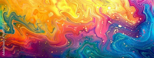 Abstract fluid art background with swirling patterns of vibrant colors and textures, creating an otherworldly atmosphere. 