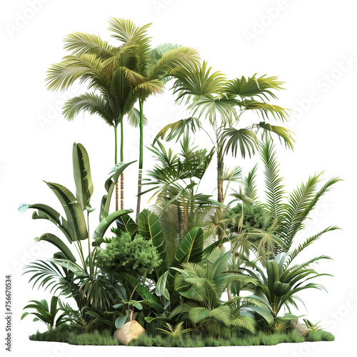 a realistic oak tree with a white background, PNG cutout on transparent