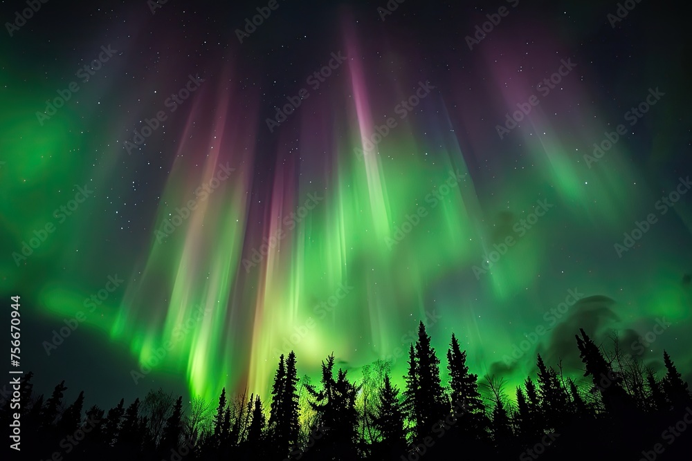 Captivating Display Of The Northern Lights - obrazy, fototapety, plakaty 