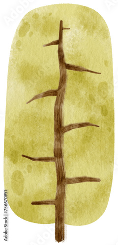 Tree watercolor illustration for Decorative Element