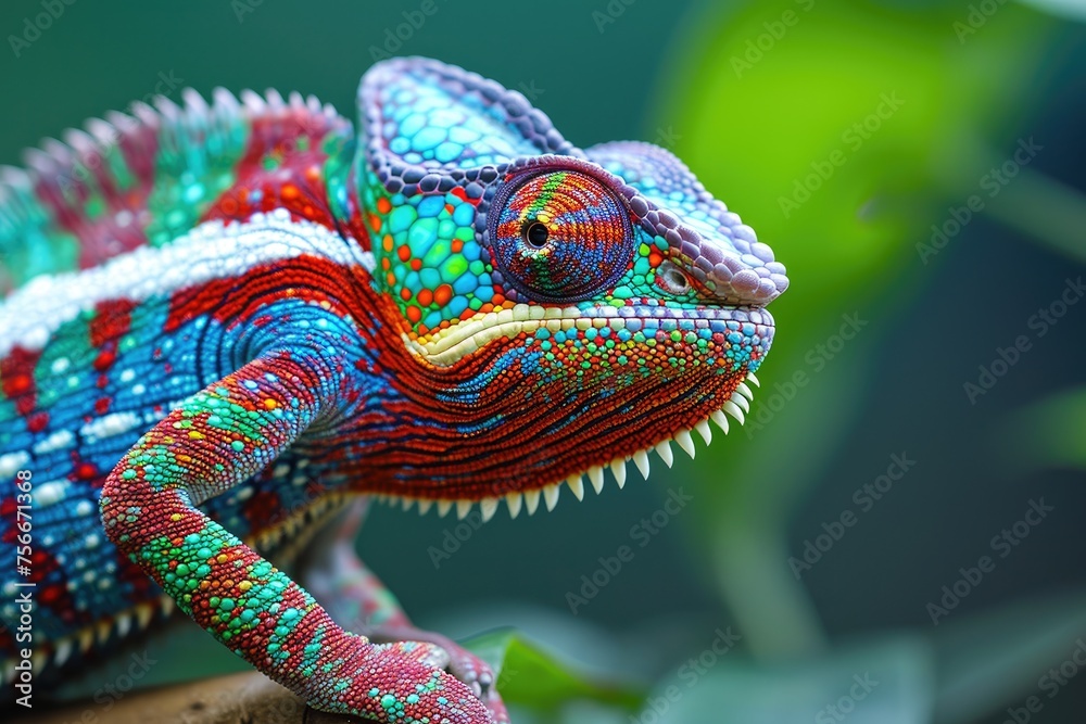 Close-Up Of A Colorful Chameleon Blending In Close-Up Of A Colorful Chameleon Blending In