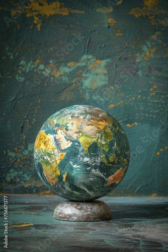 A globe displaying areas impacted by environmental racism, emphasizing the global issue against an informative backdrop. photo