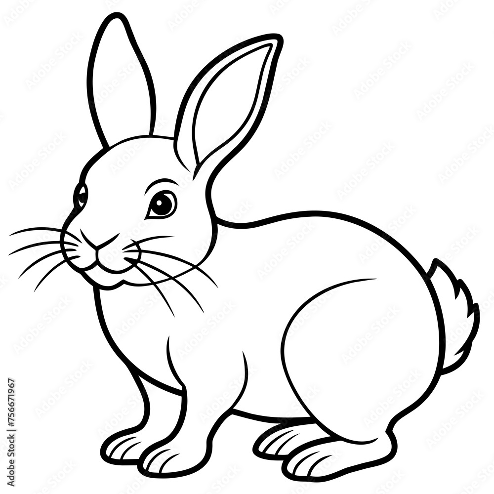 Coloring  page Rabbit  hand drawn line art