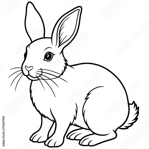 Coloring page Rabbit hand drawn line art