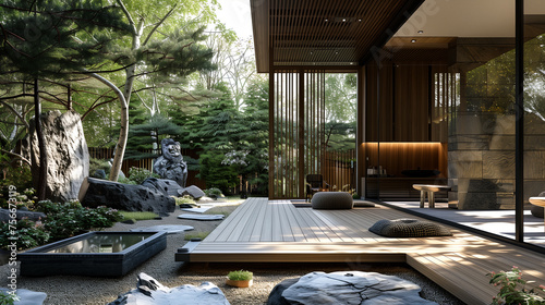 Modern minimalist home, Natural landscape, terrain features, architectural integration, simplicity and Minimalism, open-concept living space