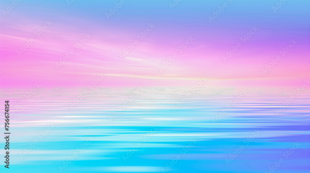 serene seascape under a dreamy sky, where soft pink meets tranquil blue, creating a peaceful and surreal horizon.