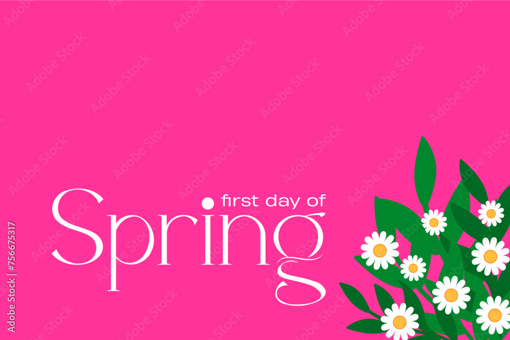 Spring colorful vector illustration, Hello Spring, First day of Spring