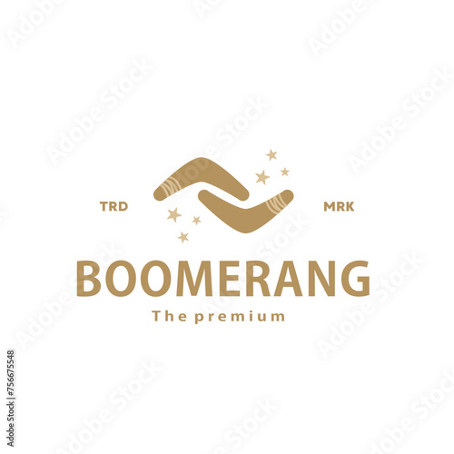 boomerang weapon logo icon vector illustration with star photo