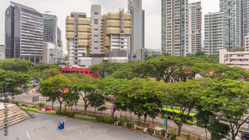 Photography Aerial view of skyscrapers near Orchard road in Singapore timelapse