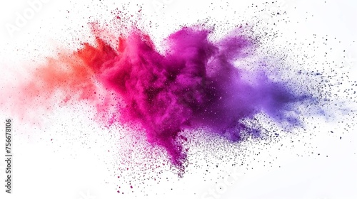 Colored powder explosion. Abstract closeup dust on backdrop. Colorful explode.