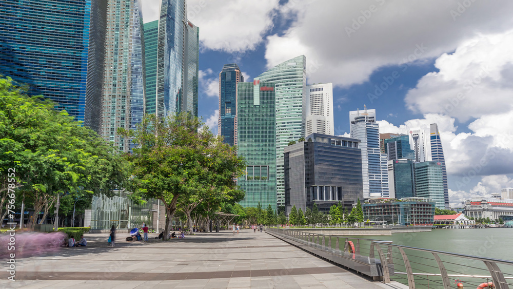 Business Financial Downtown City and Skyscrapers Tower Building at Marina Bay timelapse hyperlapse, Singapore, Business Financial Downtown City and Skyscrapers Tower Building at Marina Bay timelapse hyperlapse, Singapore,