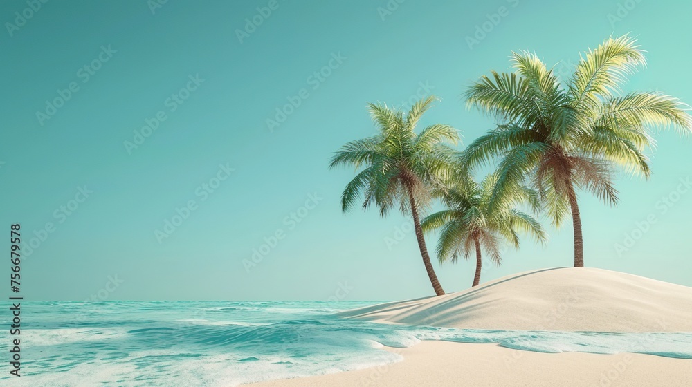 coconut palm tree plantation in green and blue sky in summer for background