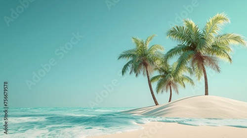 coconut palm tree plantation in green and blue sky in summer for background