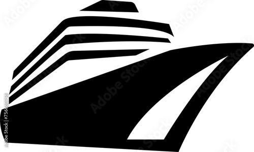 cruise logo vector isolated on transparent background, Ships, boats, cargo, logistics, transportation and shipping icons, Cruise ship logo design. Black silhouette of marine vehicles Clipart image