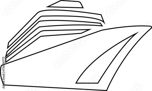 cruise logo vector isolated on transparent background, Ships, boats, cargo, logistics, transportation and shipping icons, Cruise ship logo design. Black silhouette of marine vehicles Clipart image